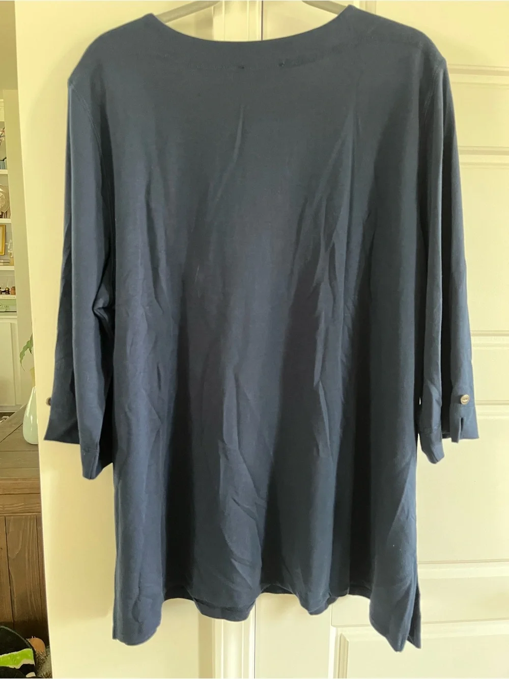 Nouveau Navy Blue Long Sleeve Crewneck Top